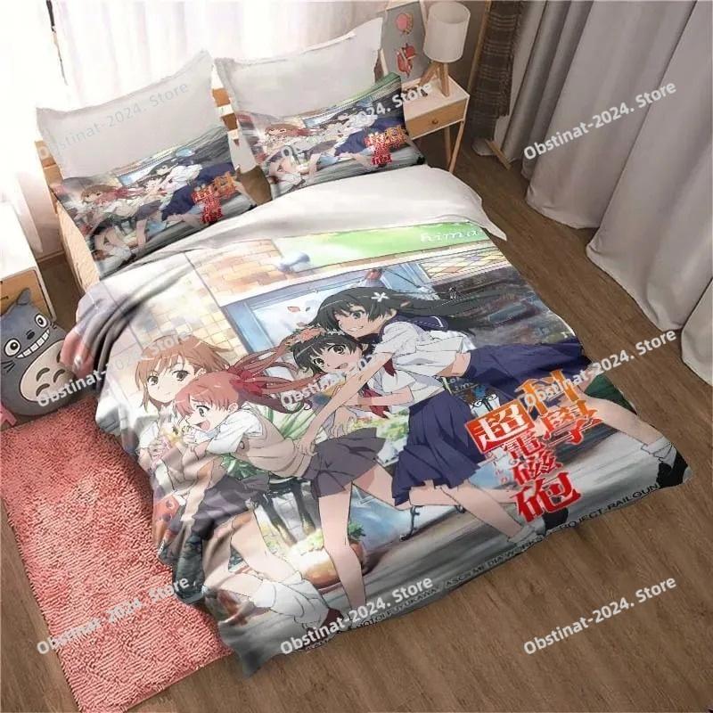 3D Print A Certain Scientific Railgun Sheets Bedding Set Duvet Cover Sheet Pillowcase Bed Soft Quilt Cover Full Queen King Size