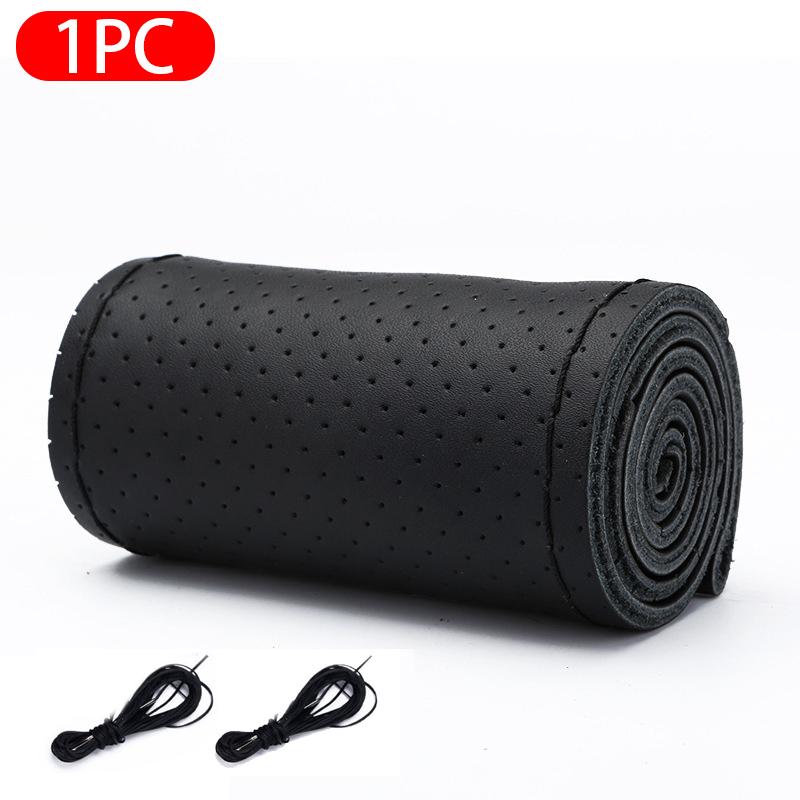 SEAMETAL Echtleder Auto Lenkradbezug mit Nadelfaden DIY Zopf 37-38cm Anti-Rutsch Rindsleder Lenkrad