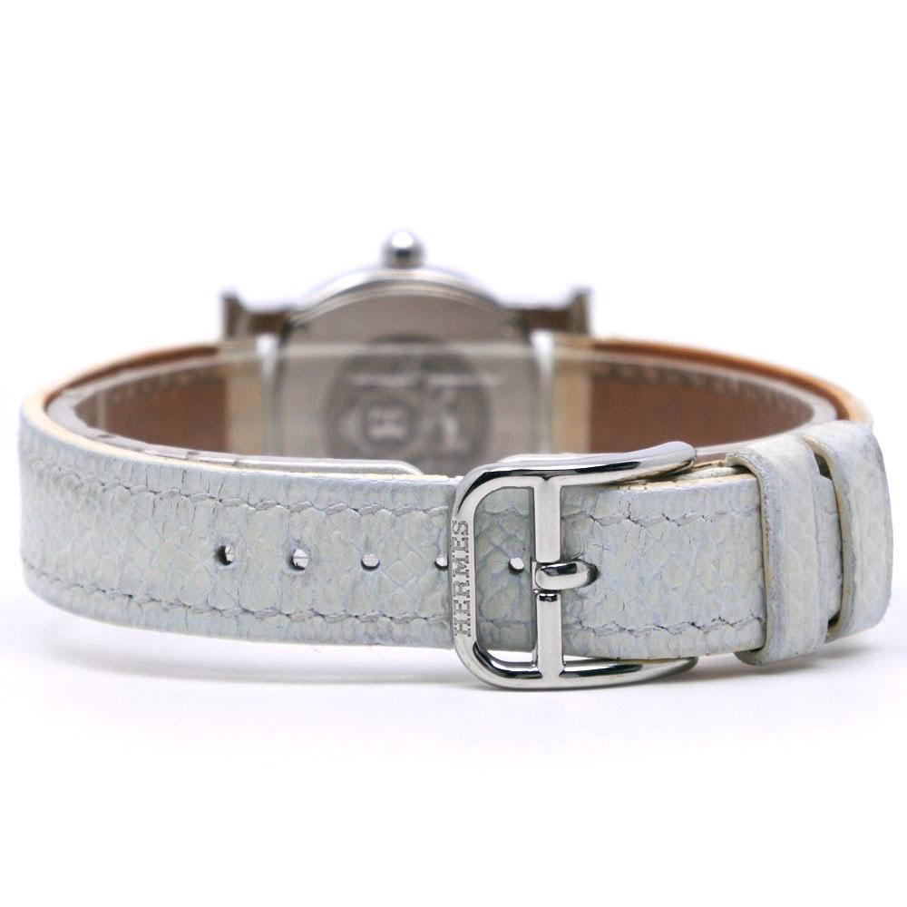 Hermes Heure H Watch Watches HR1.210 SilverDial Stainless Steel/Embossed Leather Quartz Analog Display Women Used