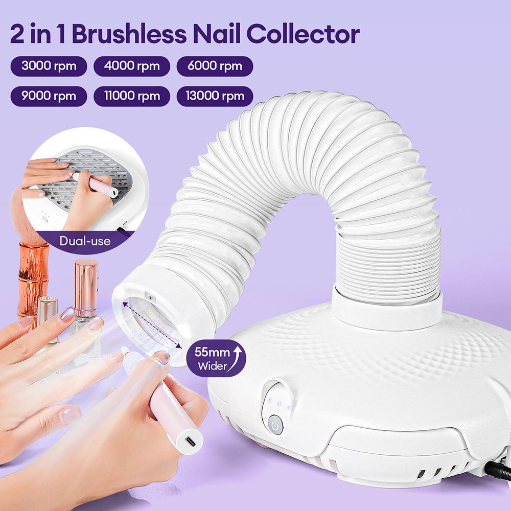 Nail Dust Collector Professional Nail Aspirator Replaceable Filter 130W Manicure Vacuum Cleaner For Manicure & Pedicure Tools