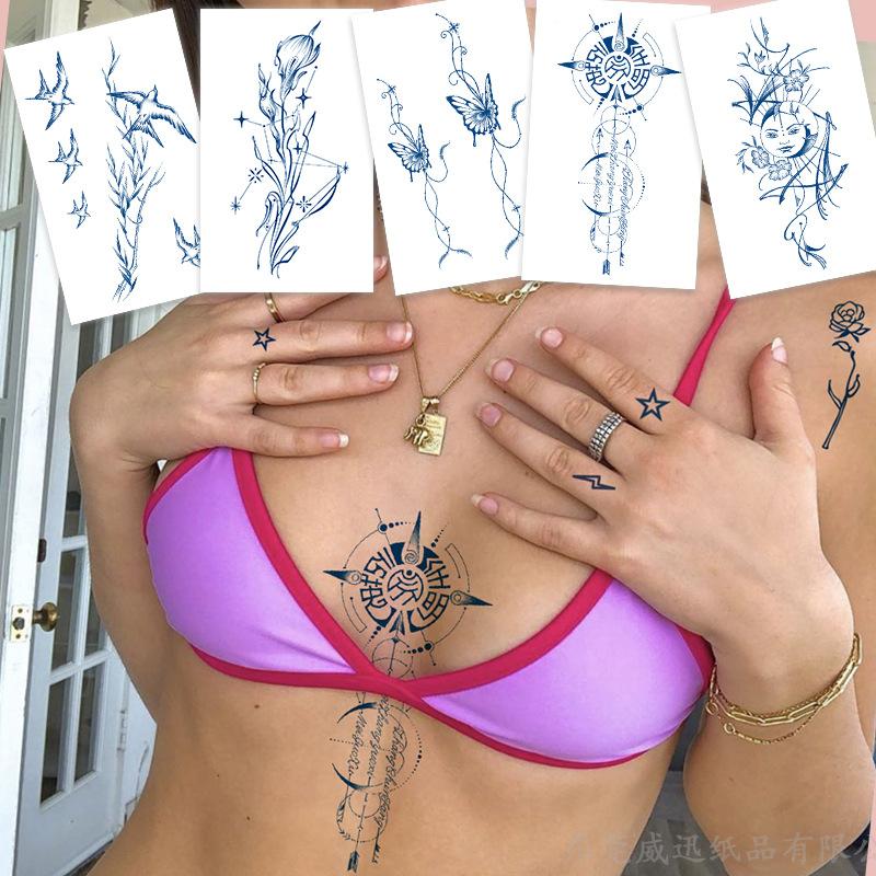 Juice Tattoo Stickers, Herbal Tattoo Stickers, Semi-Permanent English Letter Tattoo Stickers Tattoo