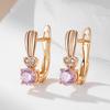 Rose Gold Color Drop Earrings For Women Elegant Fashion Pink Natural Zircon Accessories Daily Matching Jewelry