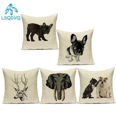 Home Decorative Pillow Car Sofa Bull Terrier Dog Cushion Throw Pillow Case French Bulldog Fundas Almofadas Cojines Cushions 3D