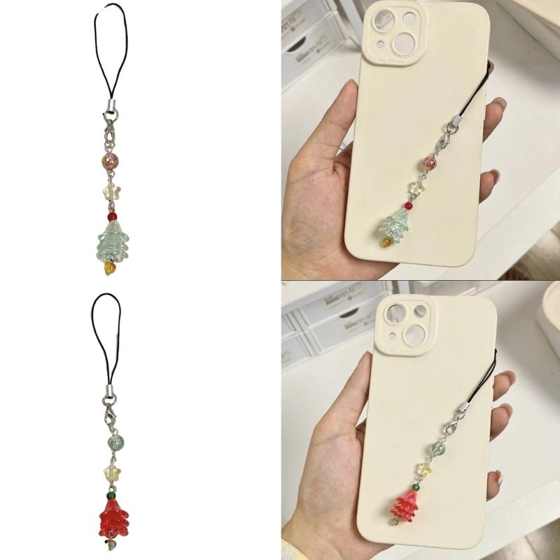 Cute Phone Strap Trendy Phone Chain Christmas Tree DIY Phone Charm for Holidy
