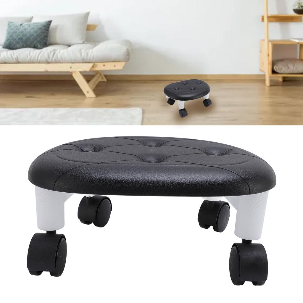 Low Rolling Stool with Wheels Ergonomic Heavy Duty Short Rolling Seat for Bedroom Living Room