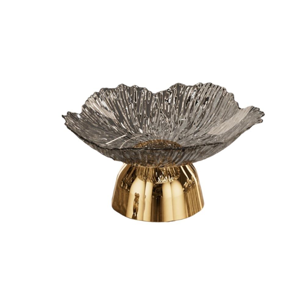 Large Capacity Pedestal Fruit Bowl Transparent Petal Design Snack Display Tray Counter-top