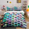 Rainbow Glossy Fish Scale Pattern Print Bedding Set 1 Duvet Cover 2 Pillowcases For Adult And Children Luxury Gift Full Size