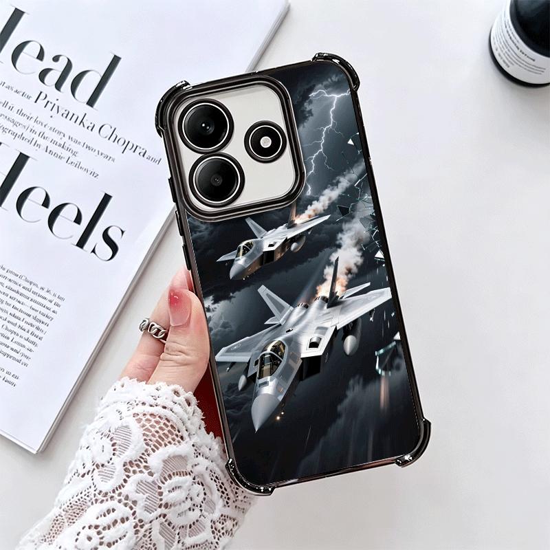 Aircraft Helicopter Formation Soft Phone Case For Xiaomi Redmi Note 14 15 Pro Plus 13 12 11S 11T 5G 10 9S 9 Plating Anti-Fall Fu