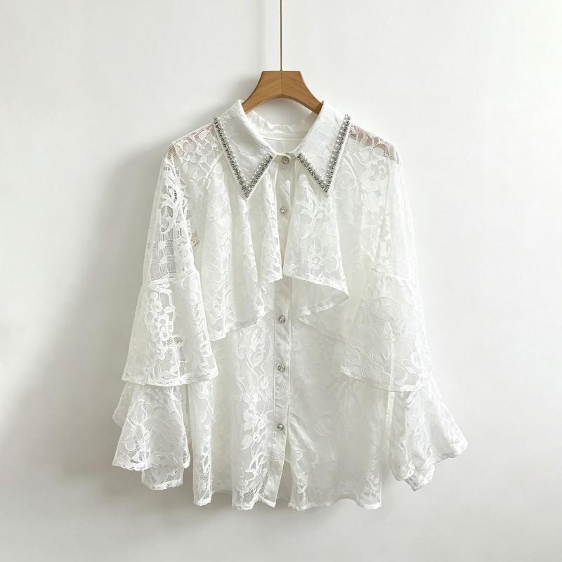 Elegant French Chic Blouse With Lace