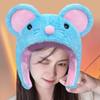 Cartoon Blue Mouse Hat Adjustable Warm Hat Unisex Fashion Cold Weather Hat for Various Ages