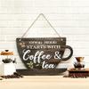 Vintage Coffee Shop Signage Wooden Wall Hanging Wall Decoration Coffee Cup Doorplate  Home
