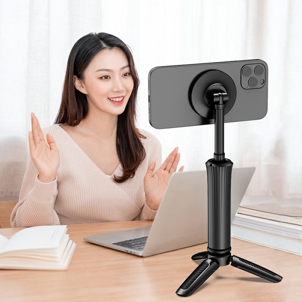 A004 Travel Magnetic Phone Stand with Tripod 360-Degree Rotation Lightweight Portable Phone Holder