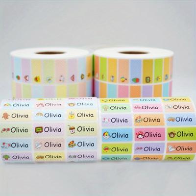 50m/Rolle Aufkleber mit individuellem Namen Aufkleber anpassen Wasserdichte personalisierte Etiketten Schulschreibwaren Verschiedene Muster Tieranhänger