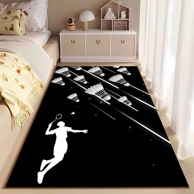 Badminton Player Silhouette Carpet Suitable As a Non-slip Mat for the Living Room or Bedroom Sofa