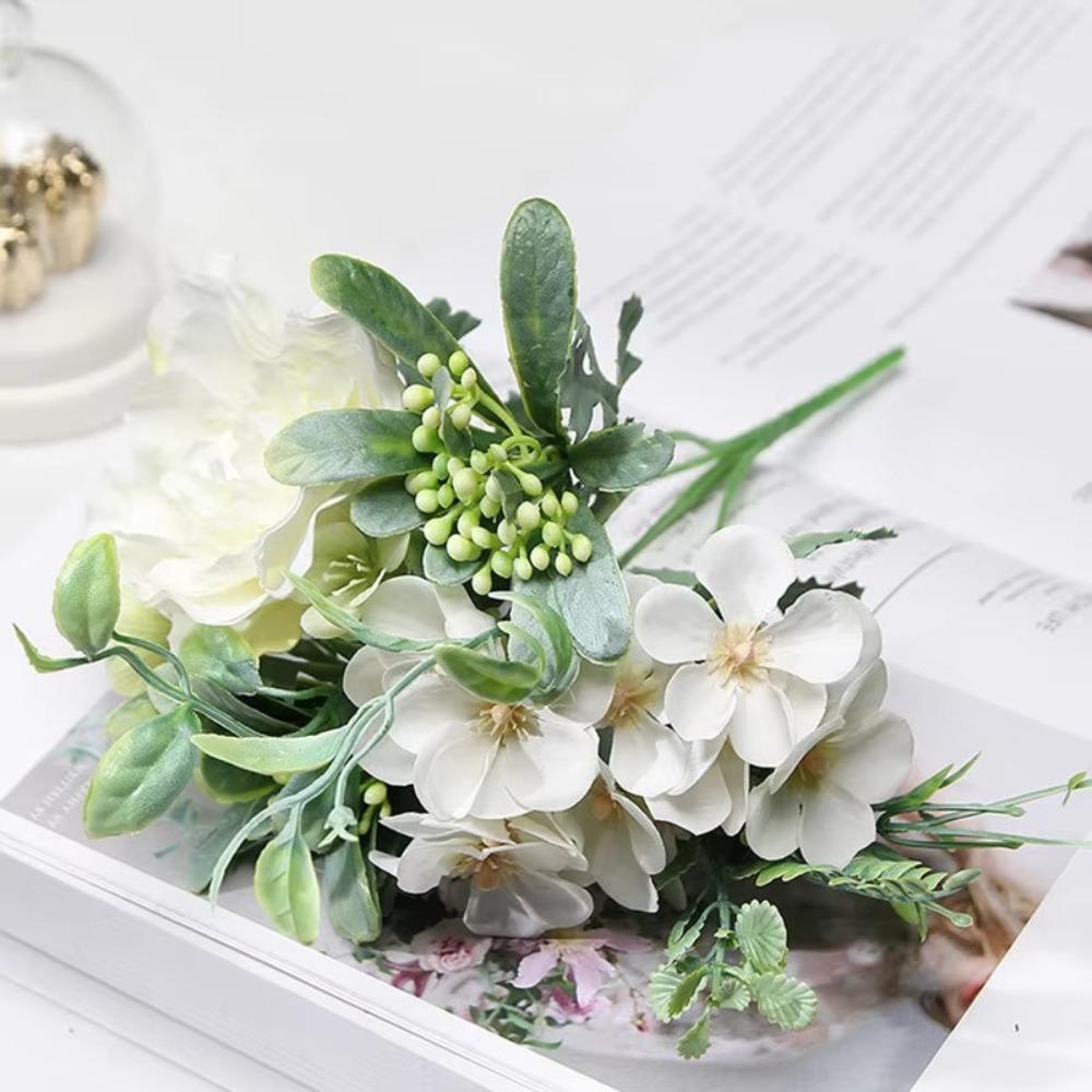 5 Heads Artificial Peony Flowers 26cm Hydrangea Bride Bouquet Fake Flowers  for Home Wedding Decor