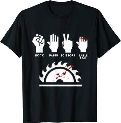 Foarfecă Hârtie Piatră Fierăstrău de masă Tricou amuzant de tâmplar Tricouri predominante pentru bărbați Tricouri normale Bumbac Croială slim