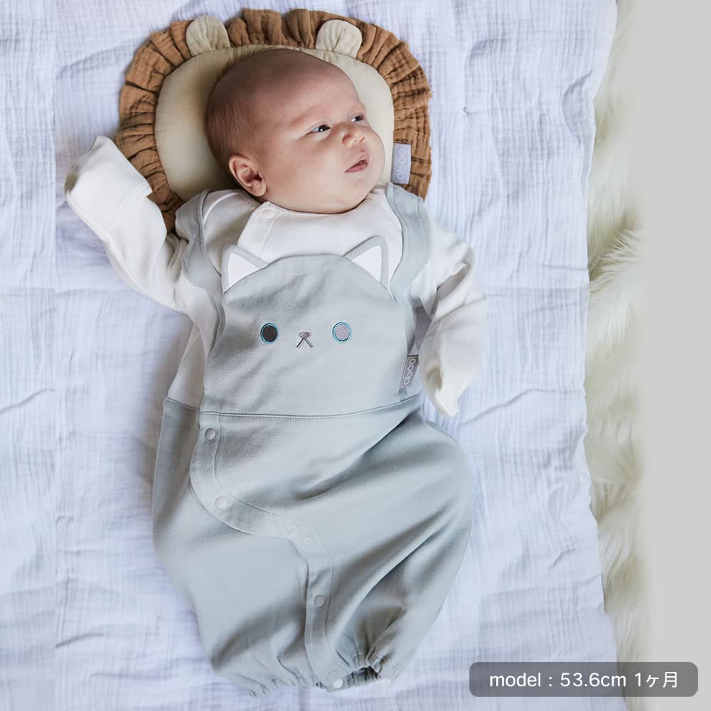 aboo with Interchangeable Crotch Animal Baby Baby Shower Gift 2-Way Dressall/Coverall Snaps, Motif, Scratch-Resistant, 100% Cotton, Boxed, Clothes,