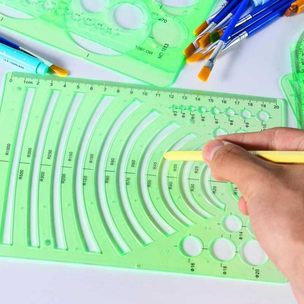 SenseYo 7 Pack Drawings Templates Stencil, Circle Template for Geometric Drawing Stencils, Plastic Clear Circle Stencils Architecture Supplies