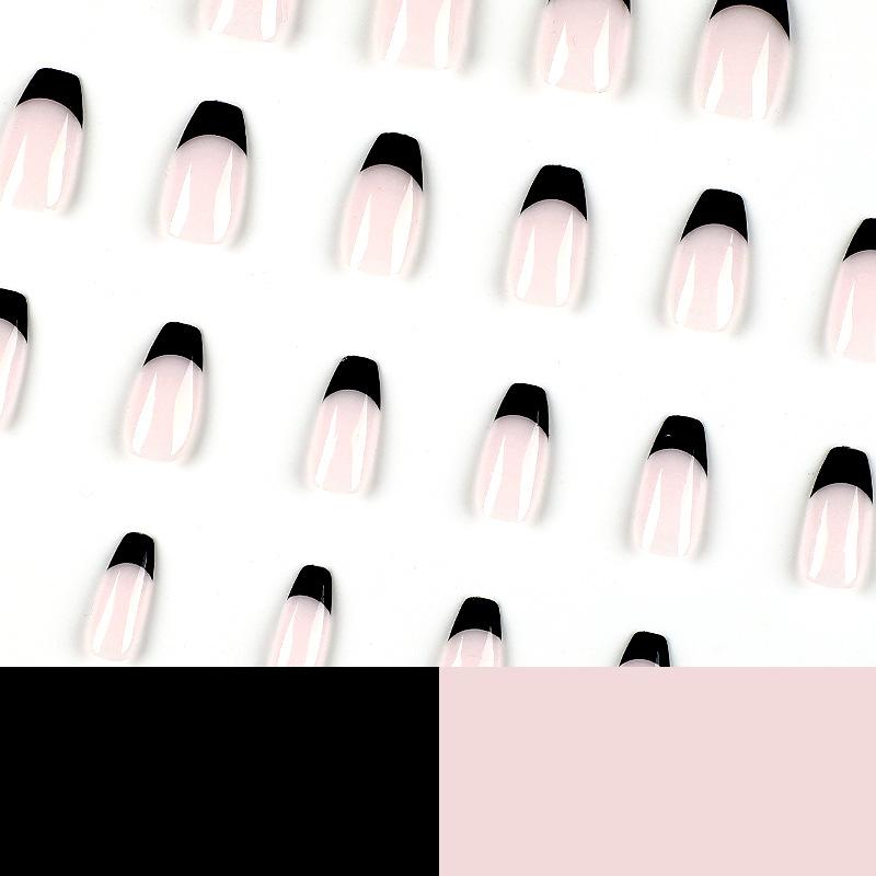 24 Teile/satz Schnelle Nägel Schwarz Kurze Ballett Falsche Nials Aufkleber Tragbare Wasserdichte Maniküre Fertige Nägel