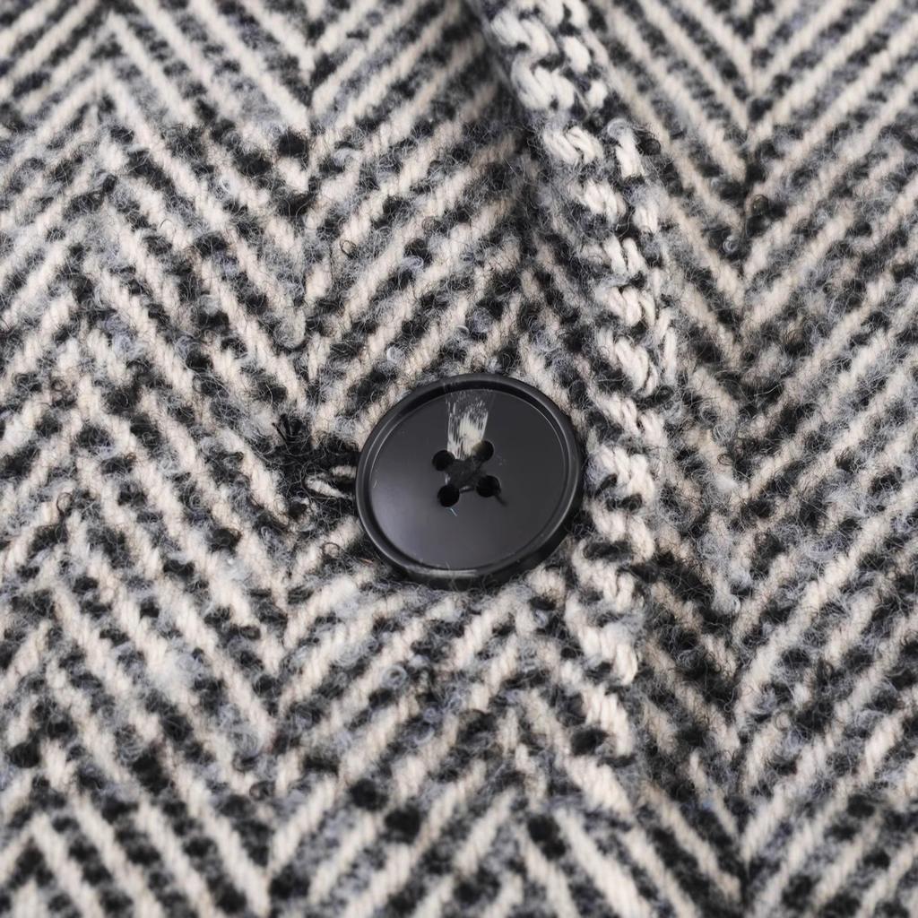 European and American style, French style, women's clothing, fashionable and versatile herringbone twill coat jacket 4968223