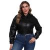 Spring and Autumn new loose casual leather jacket women's long-sleeved single-breasted women's short jacket lapel fashion