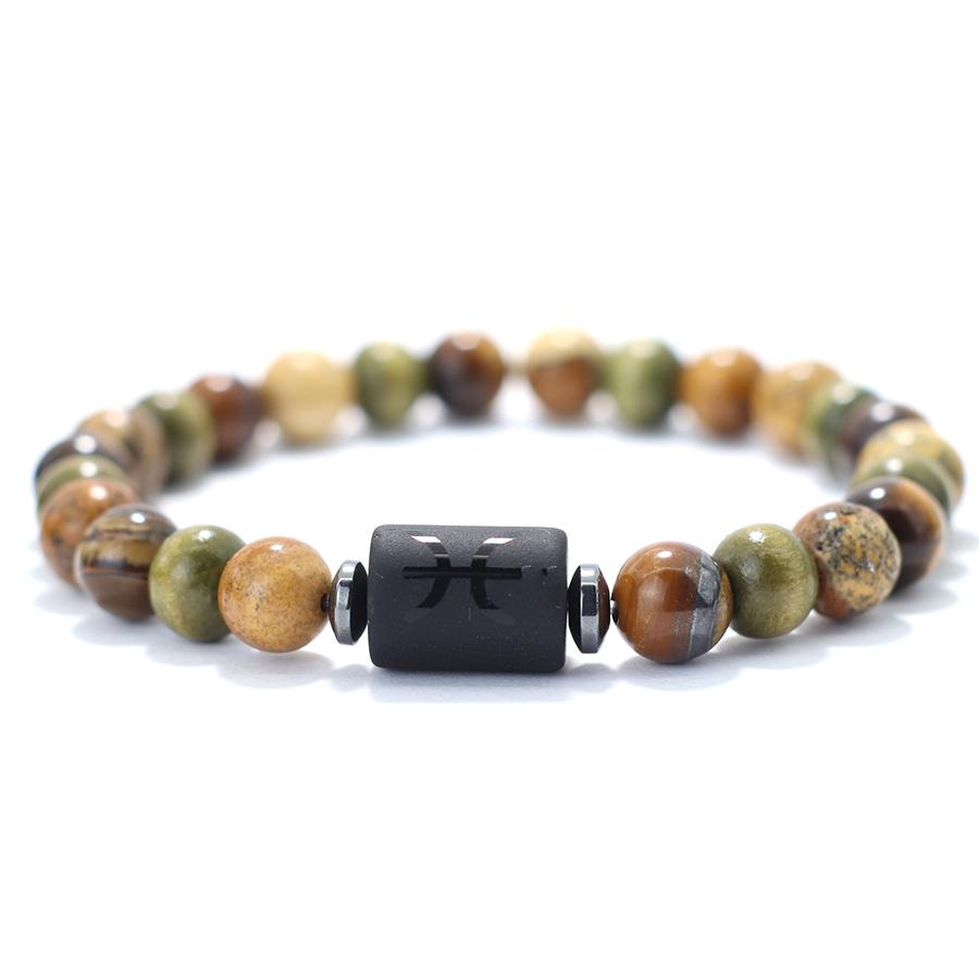 Twelve Zodiac Signs Beaded Bracelet Natural Hematite Tiger Eye Stone Braclet Men Women Buddha Beads Yoga Healing Couple Braslet