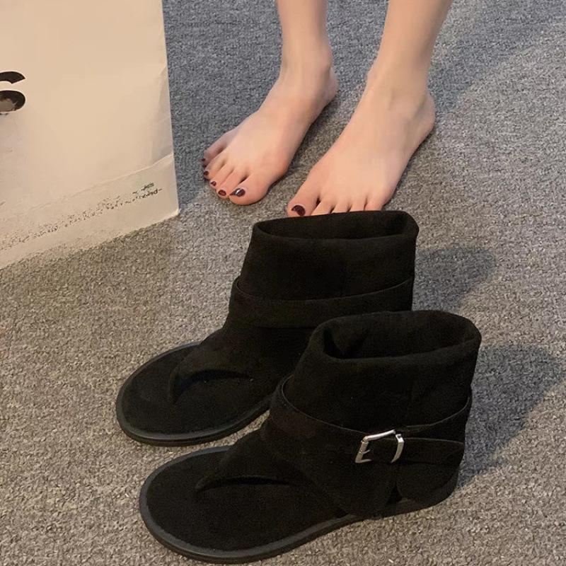 Flat Toe Cool Boots Women's Summer 2025 New Internet Celebrity Explosion with Skirt Short Boots Temperament Versatile Sandals