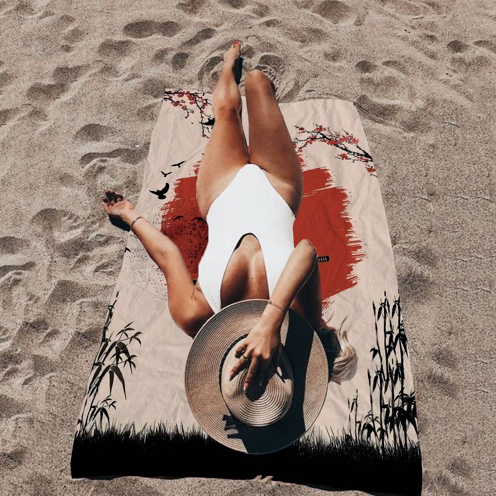 Anime Japan Retro Samurai Microfiber Printed Beach Towel Mountain Climbing Yoga Beach Swimming Running Absorbent Soft Towel
