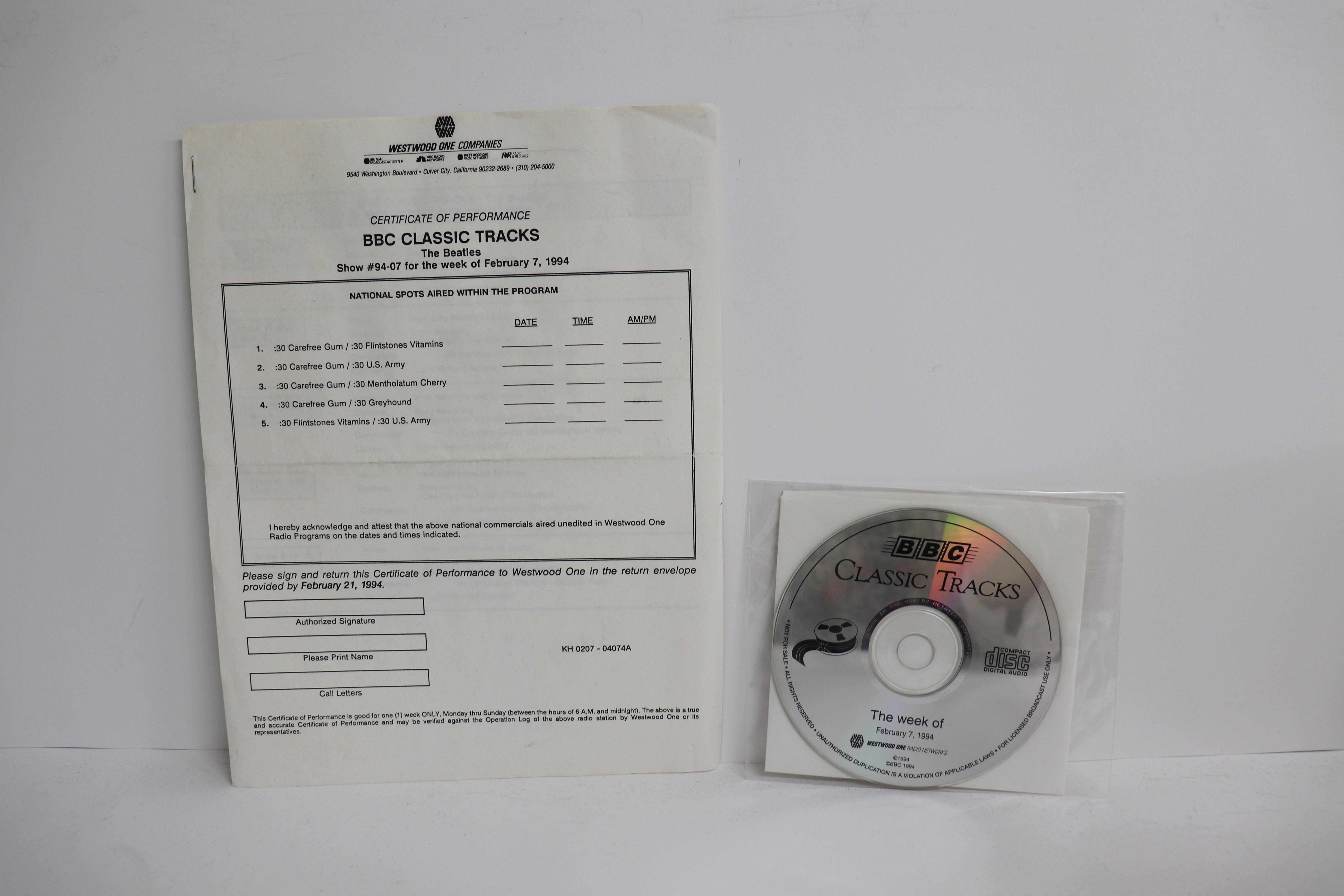 

CD BEATLES - Bbc Classic Tracks (The Week Of Feb KH020704074A BBC 1994 US Rock Used