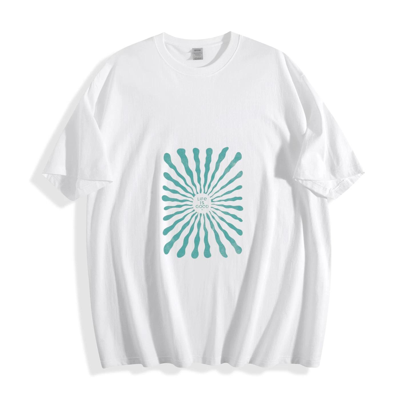 Women’s Abstract Sunburst Graphic T-Shirt Retro “Life is Good” Tee XXXXL
