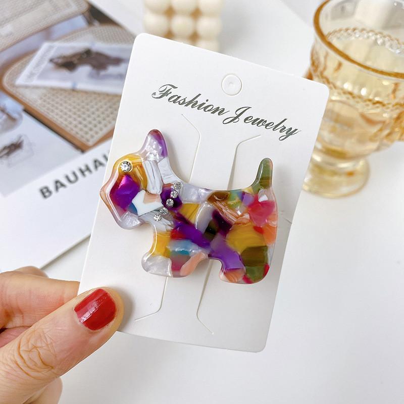Charming 5.3cm Acetate Hair Clip With Playful Dog Theme Perfect For Stylish Girls