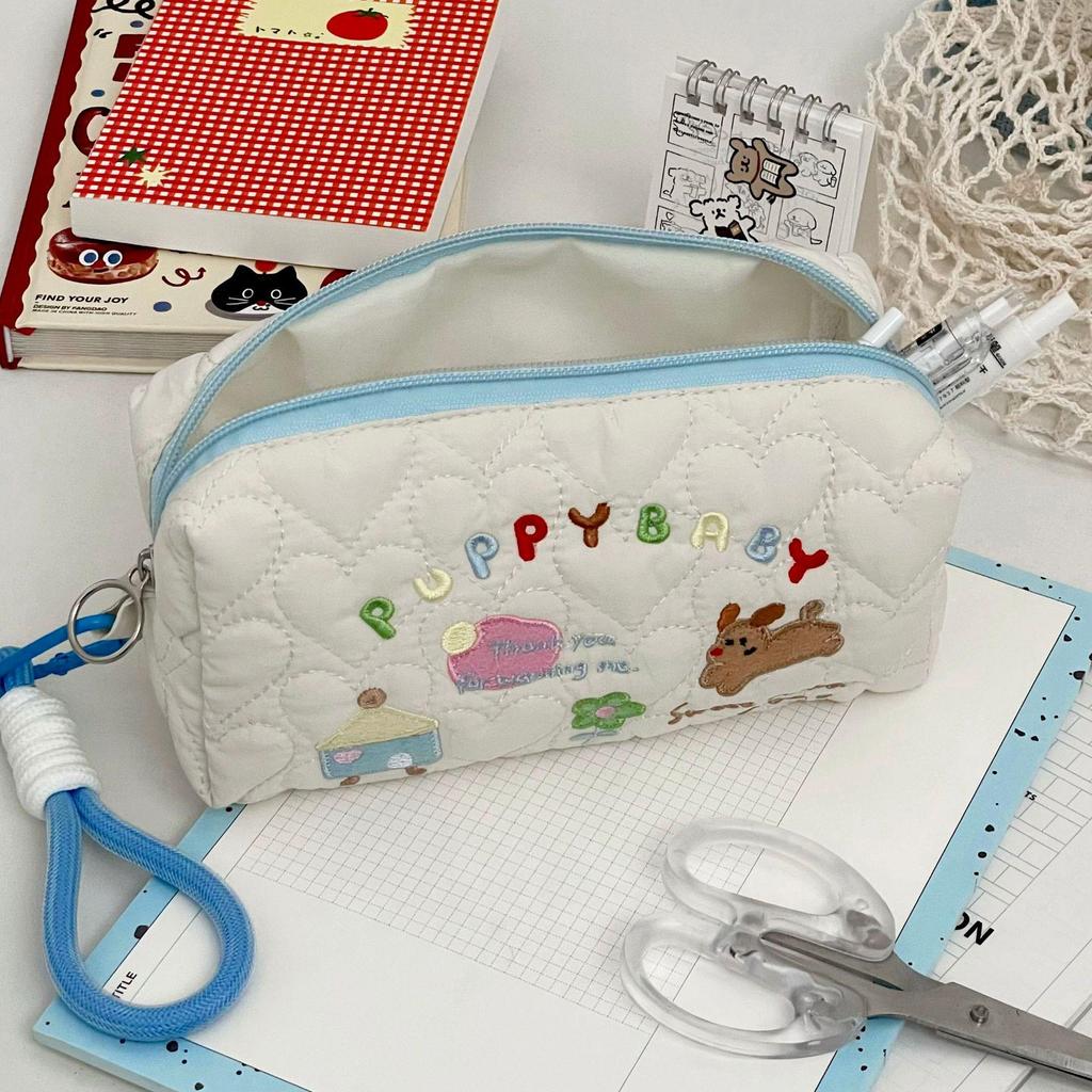 Stylish Puppy Makeup Bag for Women - Cute Cartoon Design, Large Capacity Stationery Storage