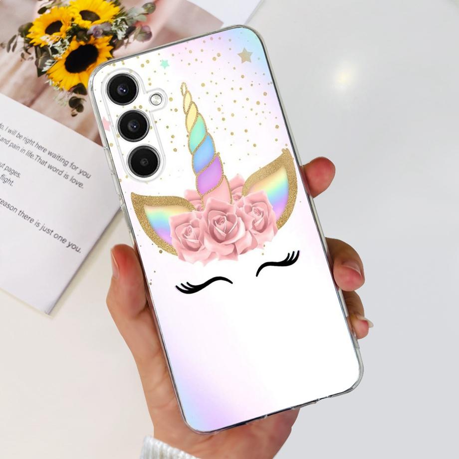 For Galaxy A24 Phone Case Transparent Ultra Soft Slim Silicone Back Bumper Shell For samsung A24 4g SM-245F Dinosaur Caut Cat