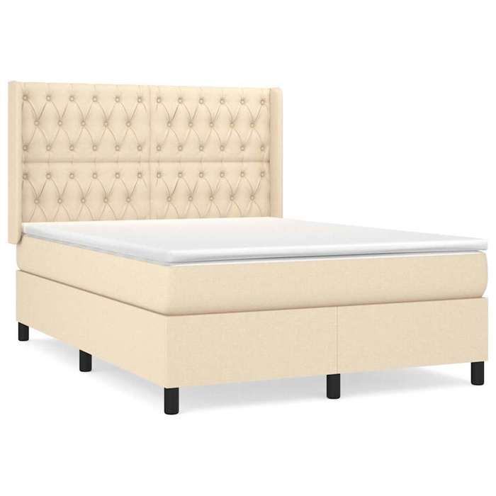 Maison Exclusive - Sommier à lattes de lit avec matelas Crème 140x190 cm Tissu