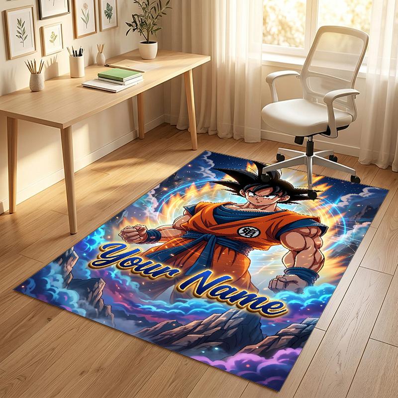 Personalized Crystal Velvet Carpet,Dragon Ball Custom Printed Name, Plush Area Rug For Home Indoor Decor