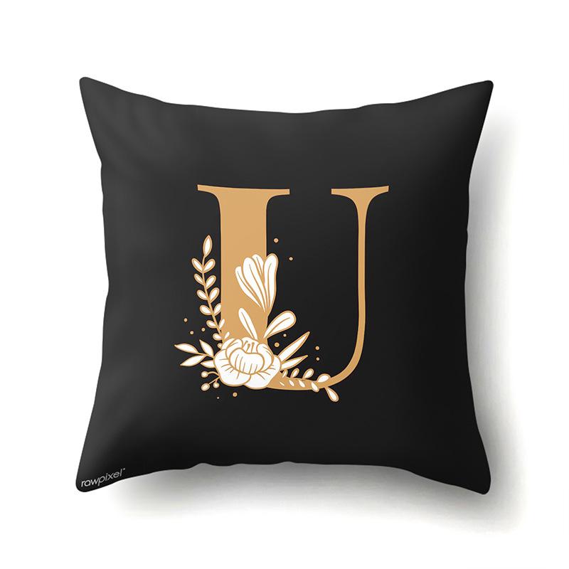 Polyester Kissenbezug Autodekoration Zuhause 26 Englische Buchstaben Gedruckt Taillenkissen Sofakissenbezug