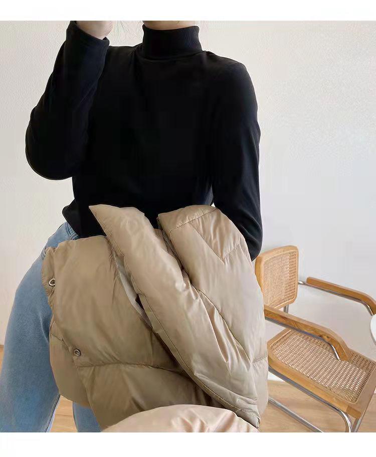 Damski aksamitny top termiczny z półgolfem - dwustronnie szczotkowany kationowy, półgolf, z pluszem na jesień/zimę