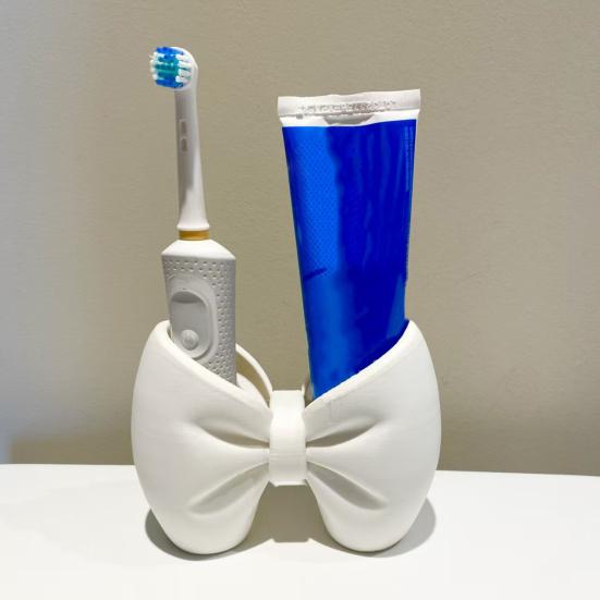 Cute Bow Toothbrush Holder Decorative Pen Holder Stylish Toothbrush Stand Desk Organizer for Pens Makeup Brushes