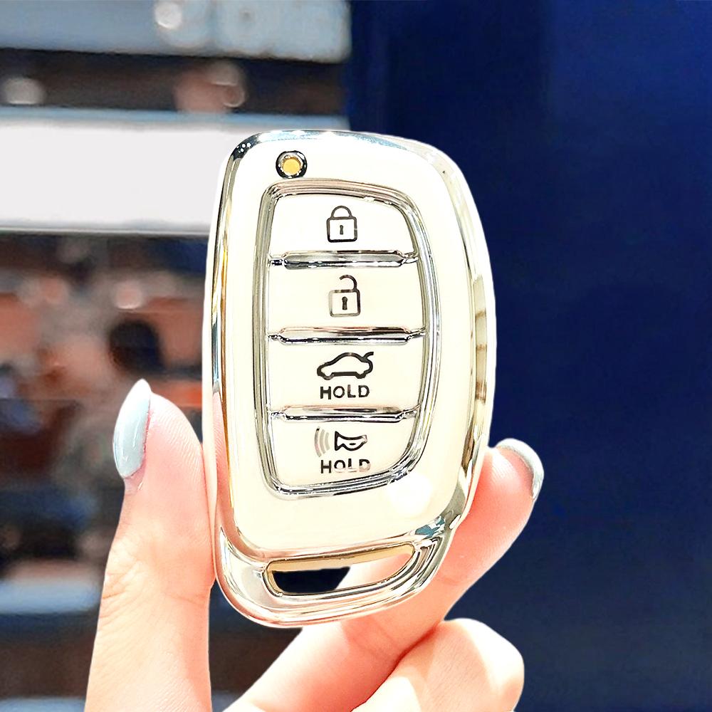 For Hyundai I10 I30 I40 Elantra Creta Ix35 Ix45 Tucson Santa Fe Rena Sonata 4 Buttons TPU Car Smart Key Case Cover Accessories