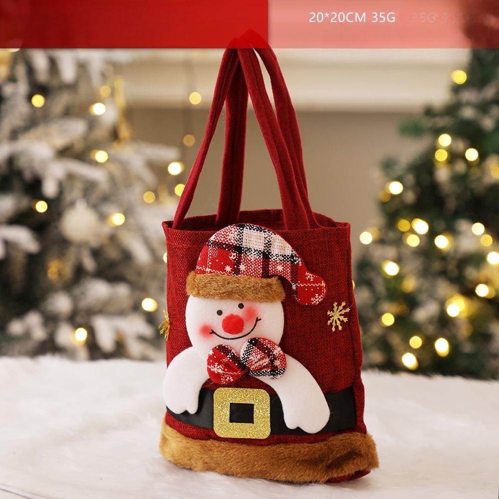 Christmas Decorations Christmas Cloth Bag Backpack Brushed Cloth Gift Bag Old Man Snowman 2024 New Year Gift Candy Bag Snowman Deer Gift Bag