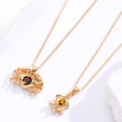 Collana da Spiaggia Estiva da Donna con Ciondolo Granchio Tartaruga Carino con Pietra Artificiale Collana in Stile Costiero per Vacanze al Mare