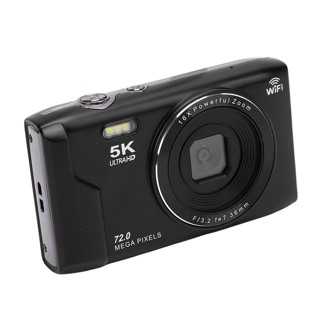 5K Retro Digital Camera 72MP 16X Zoom AF 2.8 Inch Screen WiFi Built in 32GB Memory Card UHD Camera for Travel Black 32GB