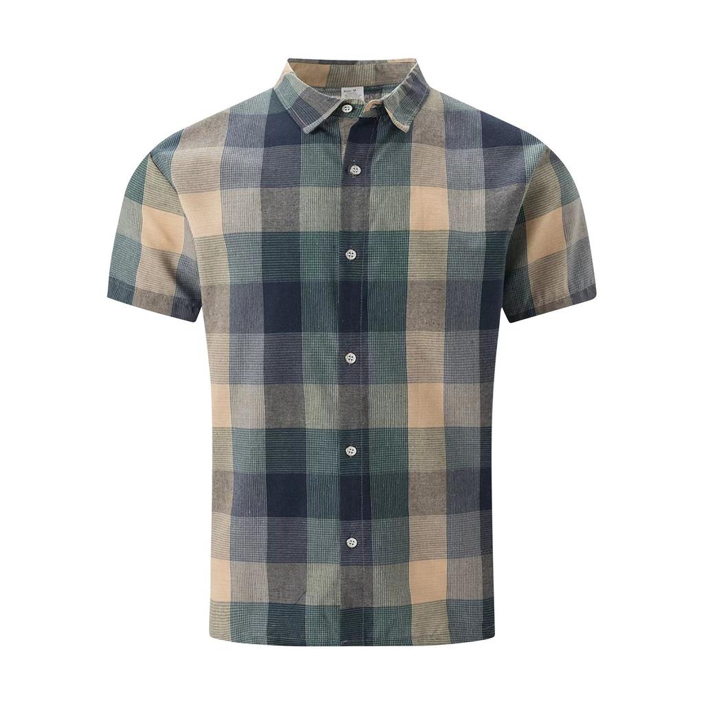 Men'S Casual Loose Fitting Short Sleeved Shirt Fashionable Lapel Shirt Top