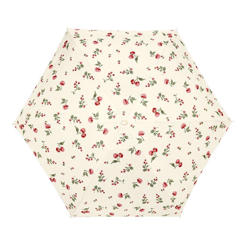 Zhi Retro Cherry Six-Fold Dual-Use Sunscreen Umbrella