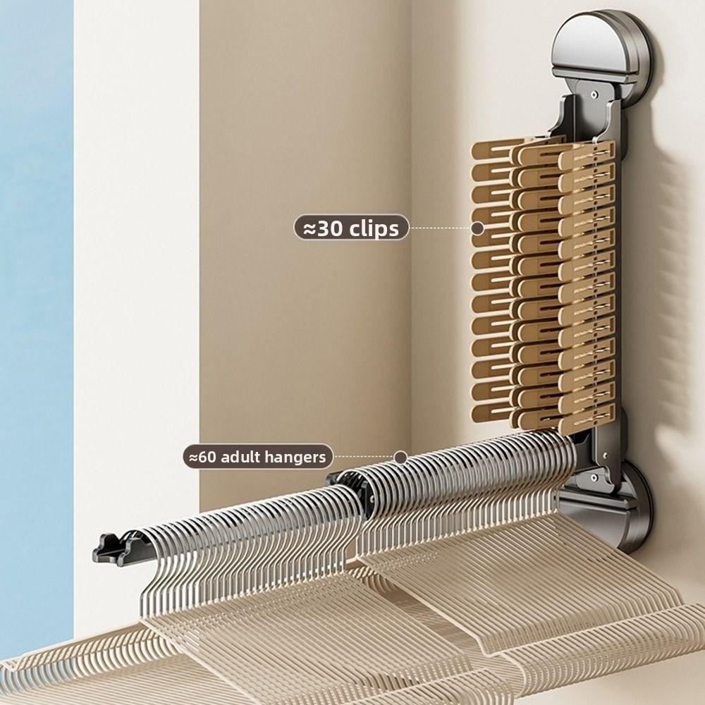 Large Capacity Suction Cup Clothes Drying Rack Retractable Laundry Drying Rod Bathroom Accessory