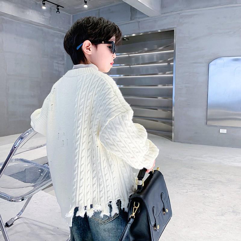Boys Winter Thick Knit Sweater Trendy Distressed Pullover Kids 8-14 Years Old