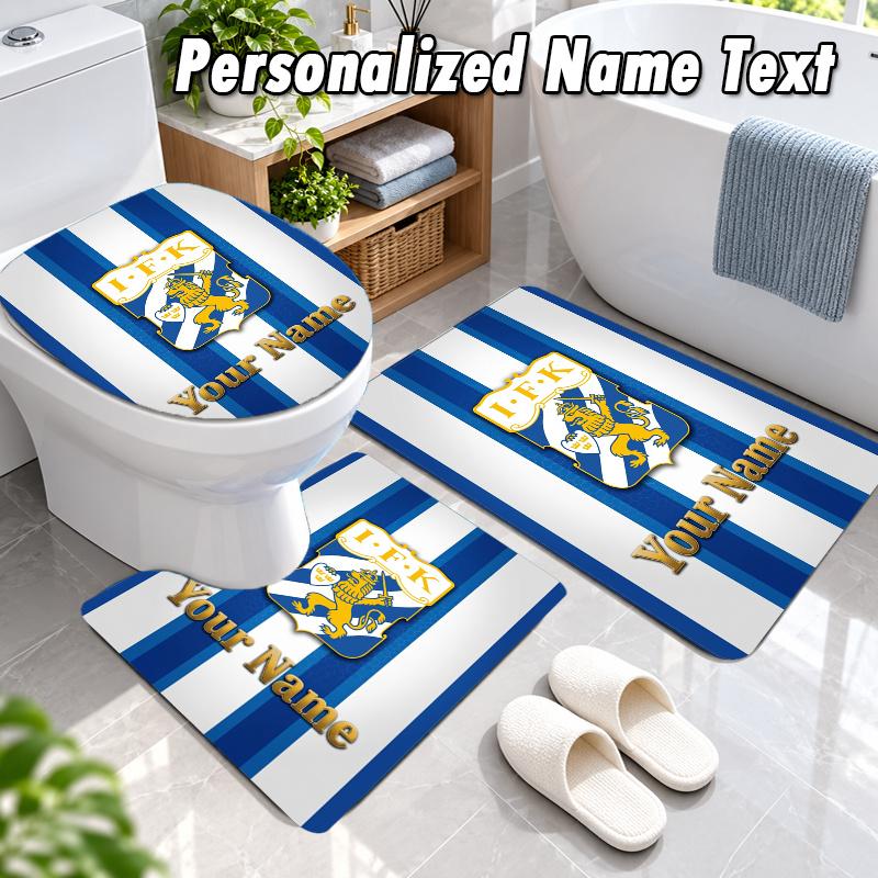 ifk göteborg Custom Name 3Pcs Flannel Bathroom Mat Set Toilet Rug Personalized Bath Decor