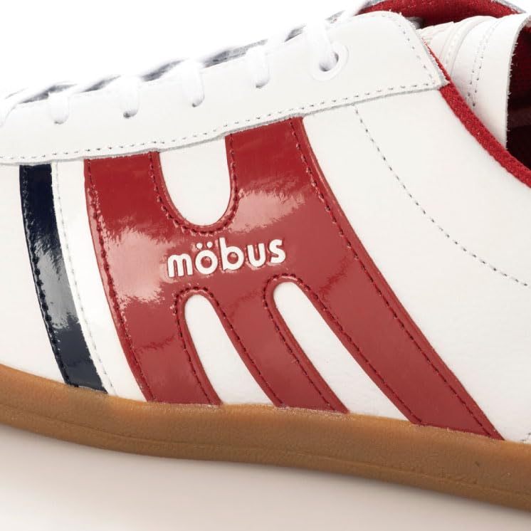 Mobus Leather Genuine Walking Current NEW MUNDEN Japanese Shoe Men's Sneakers, Leather, Sports, Casual, Shoes, Model, (White/Dark Red, Size, Adult,