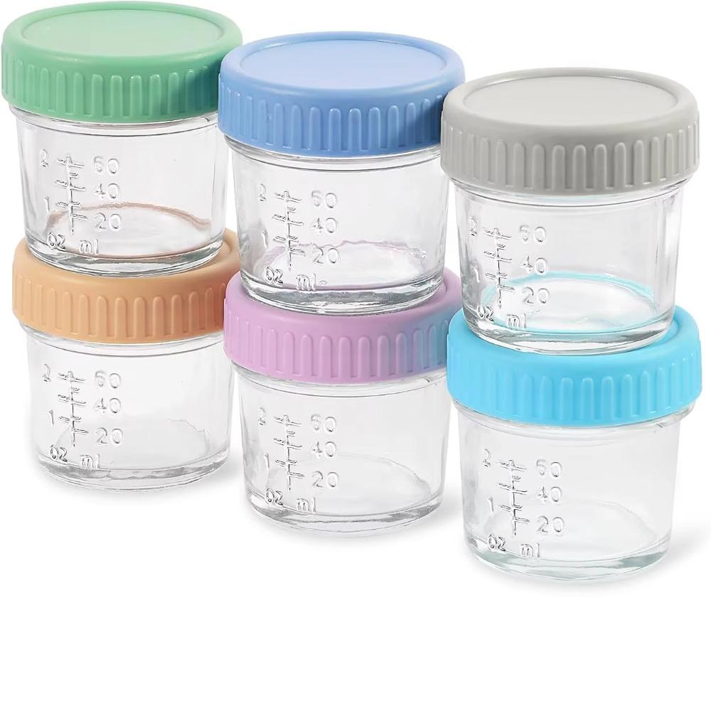 6pcs with Scale Baby Food Jar Reusable Salad Dressing Container Dipping Sauce Cup  Jam