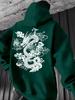 Oriental Auspicious Dragon Totem Vintage Line Drawing Men Hip Hop Sports Hoodie Long Sleeve Loose Athletic Pullover